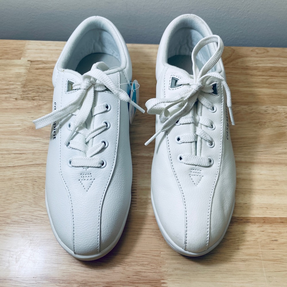 Easy Spirit Romy Womens White Leather Walking Sneakers Size 9 Narrow